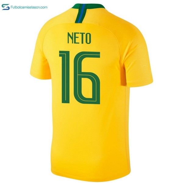 Camiseta Brasil 1ª Neto 2018 Amarillo